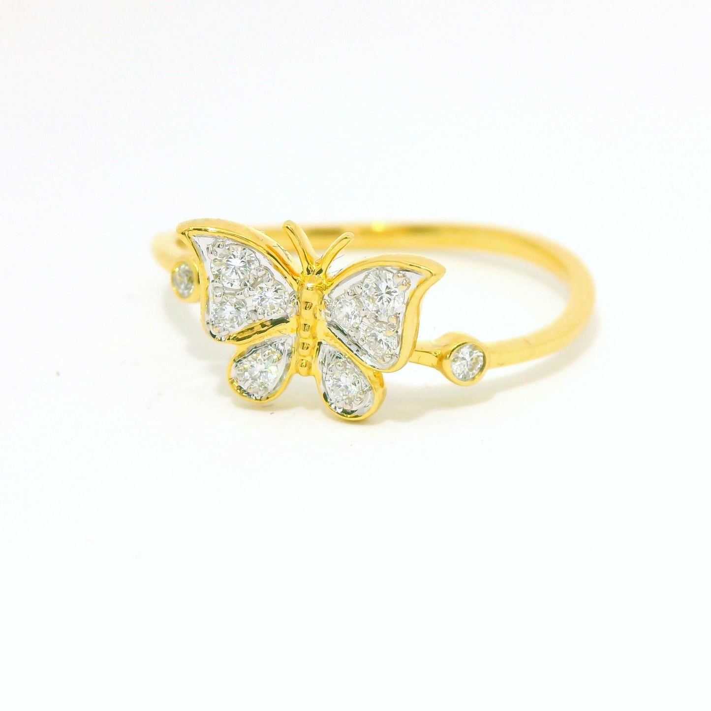 18K Yellow Gold Butterfly Diamond Ring