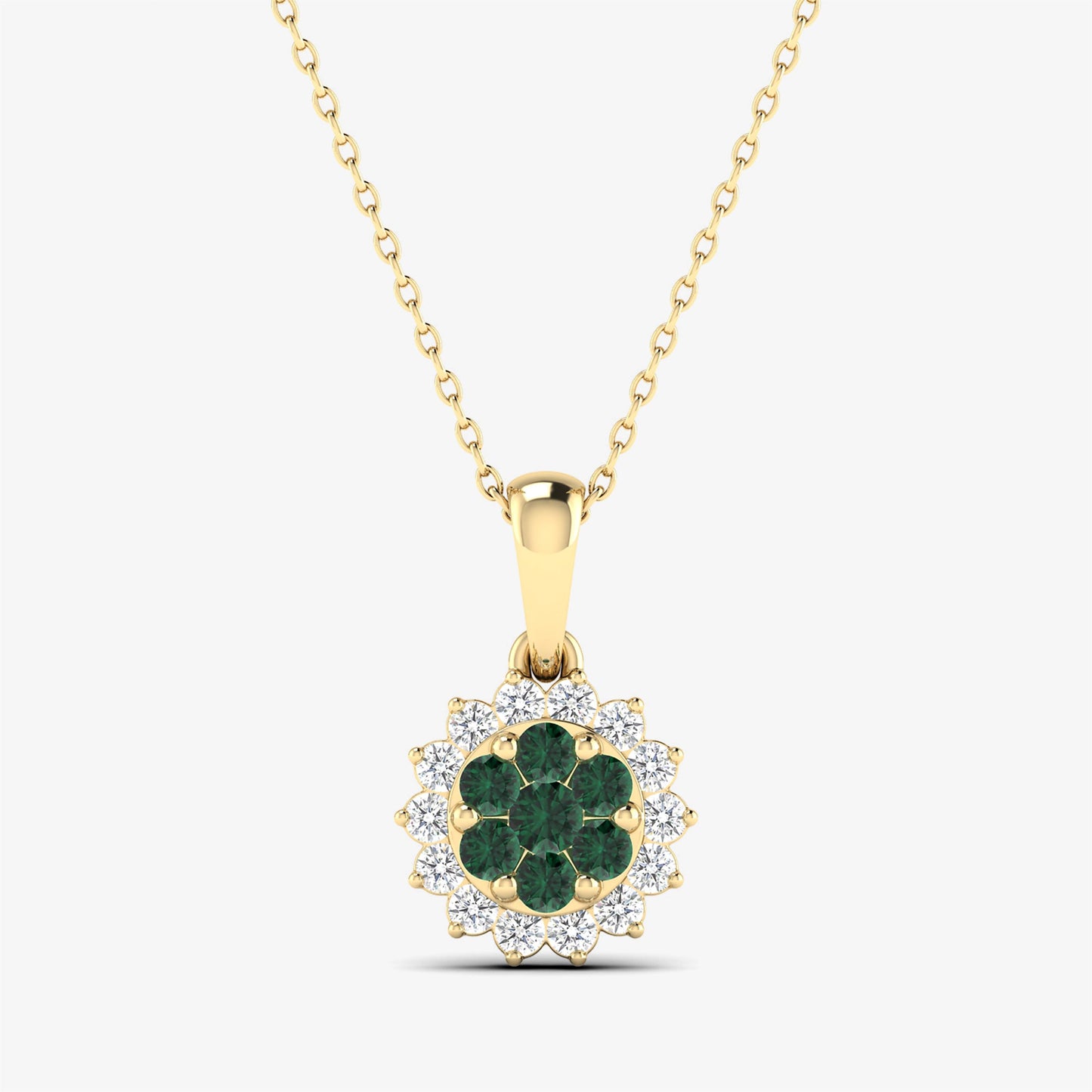 14K Precious Floral Gemstone Pendant