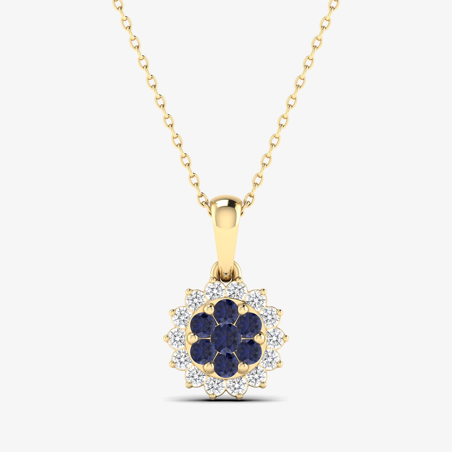 14K Precious Floral Gemstone Pendant