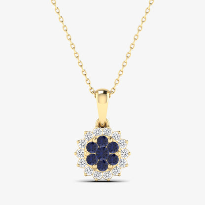 14K Precious Floral Gemstone Pendant