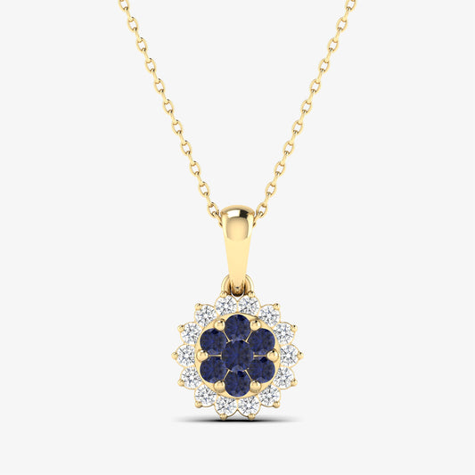 14K Precious Floral Gemstone Pendant