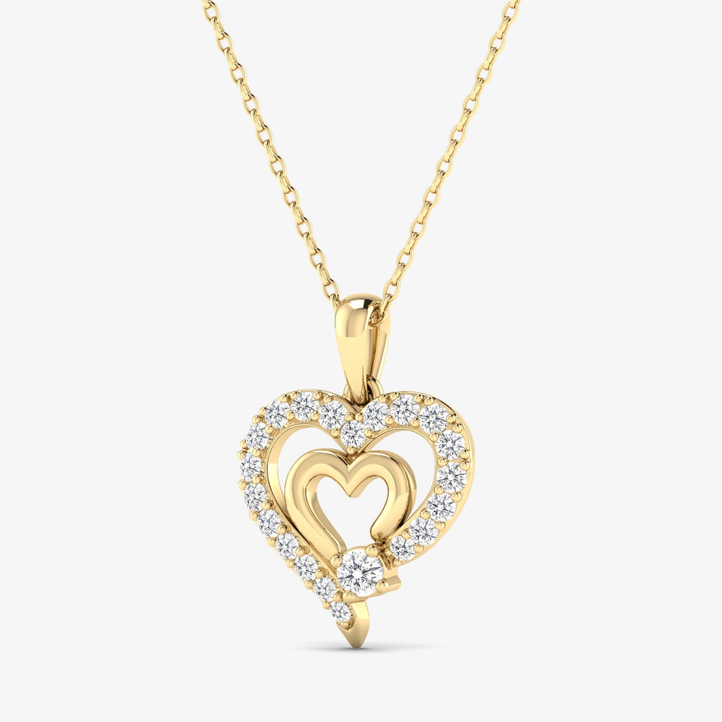 Double Heart Diamond Pendant