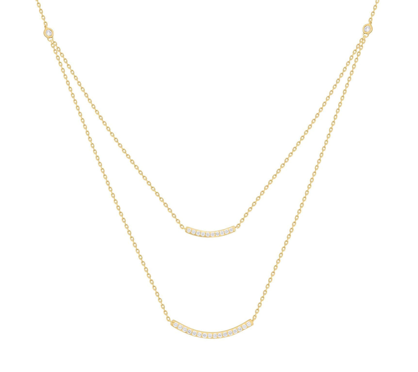 Double Layered Diamond Bar Necklace