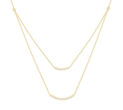 Double Layered Diamond Bar Necklace