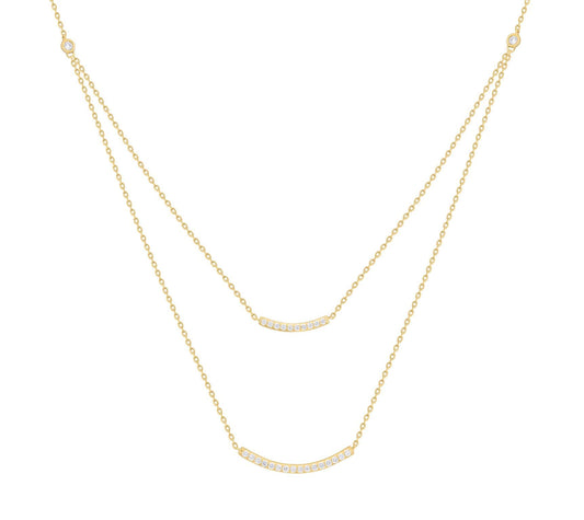 Double Layered Diamond Bar Necklace