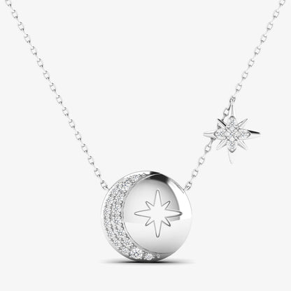 14K Celestial Half Moon Twinkling Star