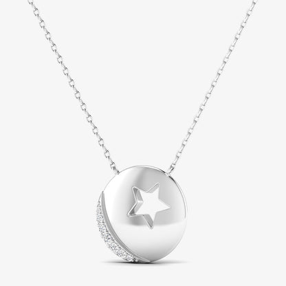 14K Half Moon Star Celestial Diamond Pendant