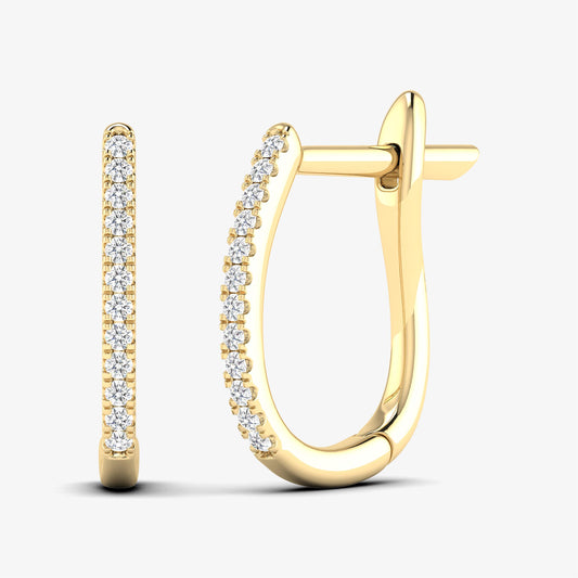 14K Shared Prong Huggie Hoop