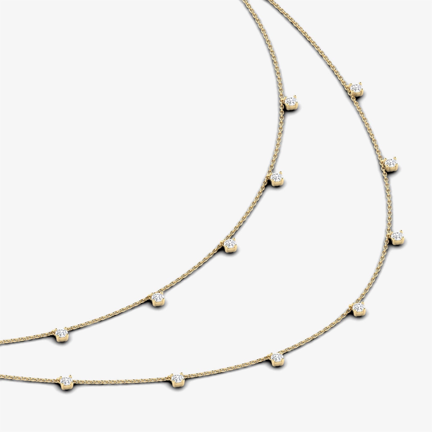 14K Double Droplet Diamond Necklace