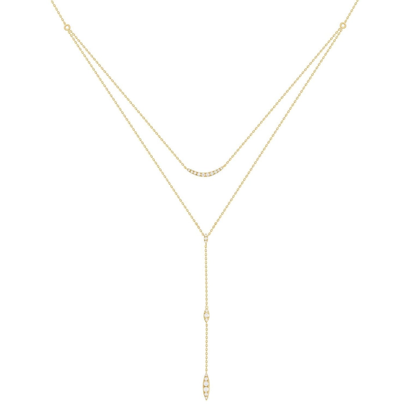 Double Layering Lariat Gold Necklace