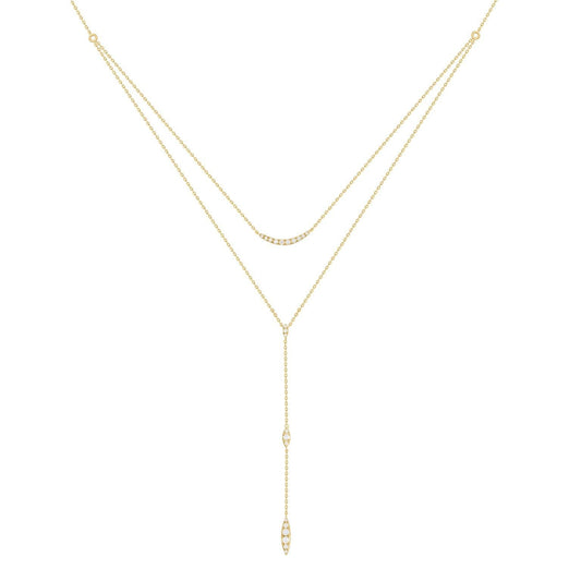 Double Layering Lariat Gold Necklace