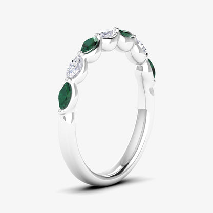 Alternating Marquise Cut Precious Gemstone Band