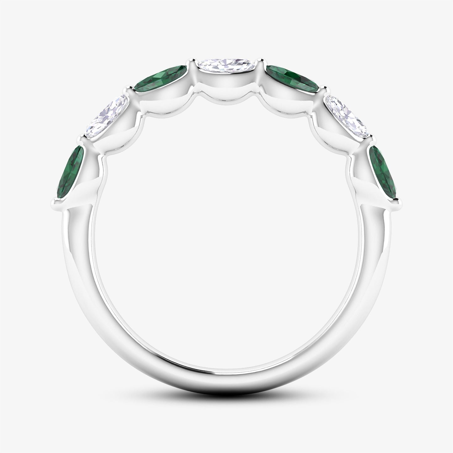 Alternating Marquise Cut Precious Gemstone Band