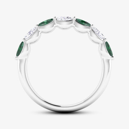 Alternating Marquise Cut Precious Gemstone Band