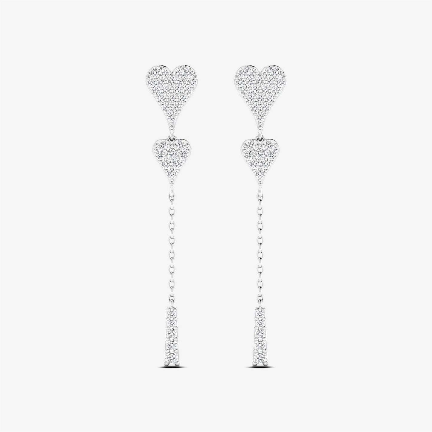 Unique Heart Diamond Stud Drop Earrings