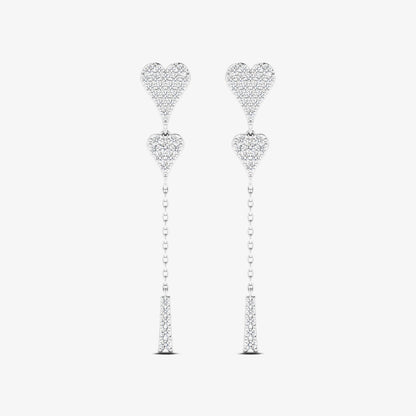 Unique Heart Diamond Stud Drop Earrings