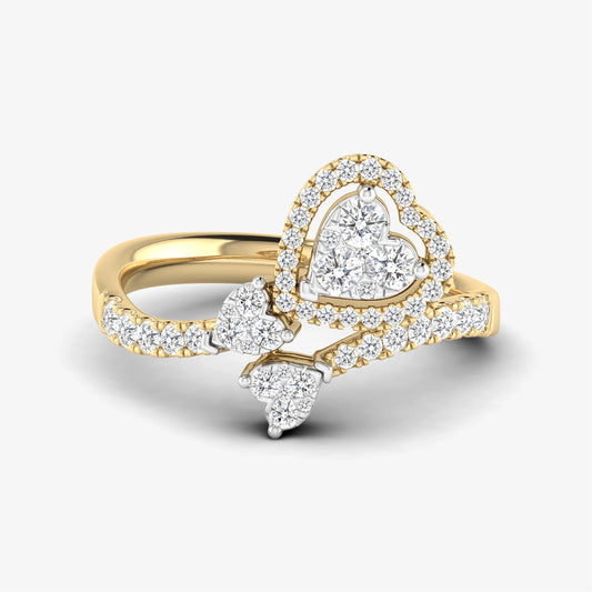 14K Tri Heart Ring