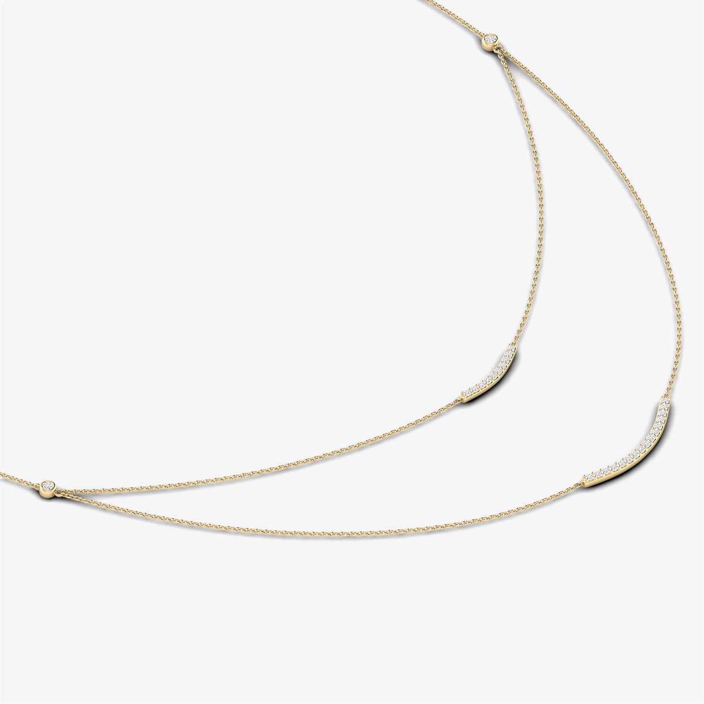 Double Layered Diamond Bar Necklace