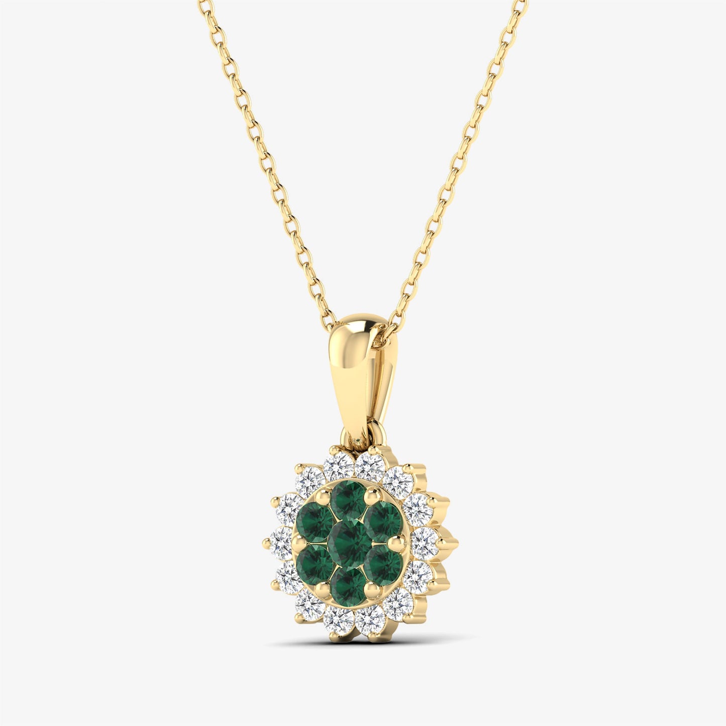 14K Precious Floral Gemstone Pendant