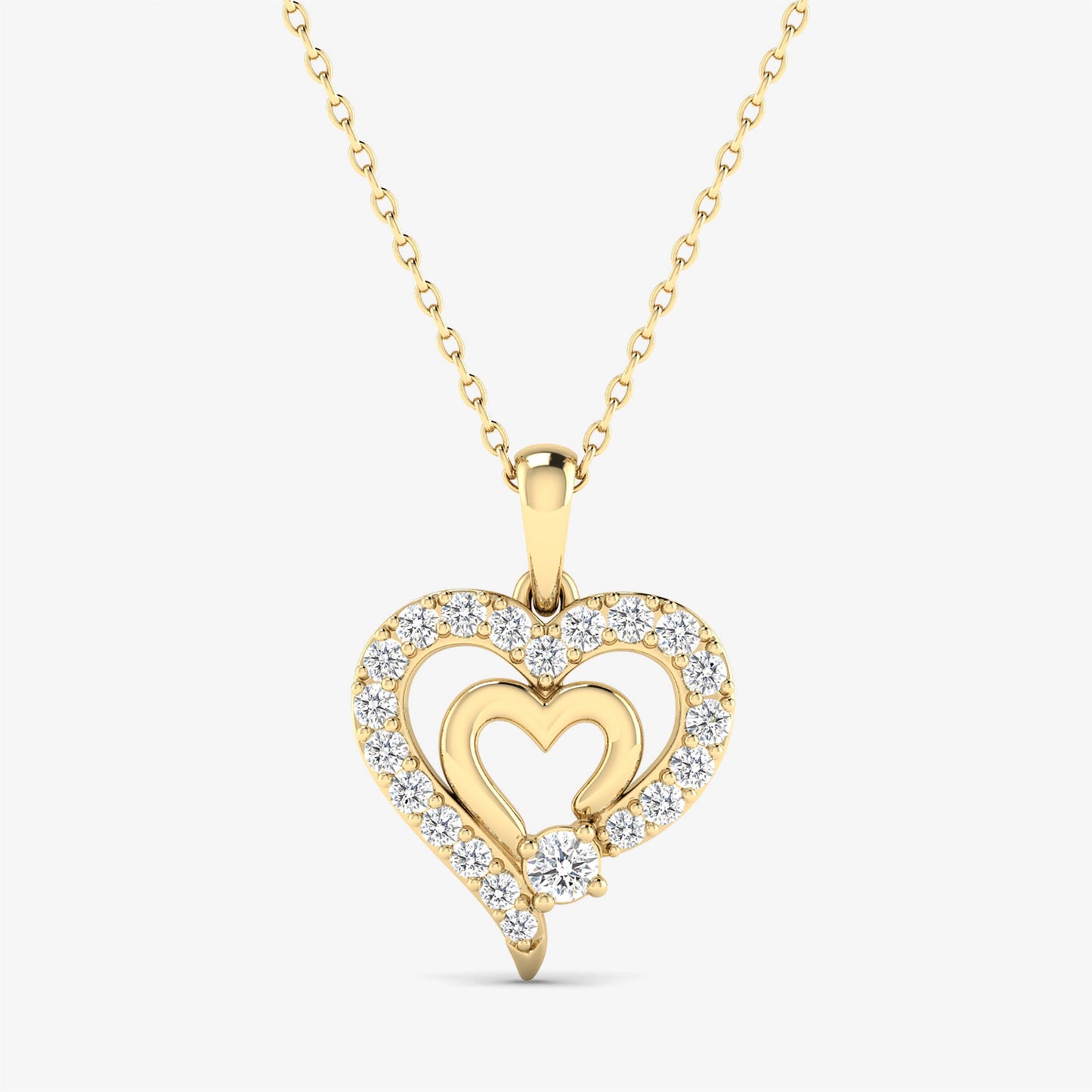 Double Heart Diamond Pendant