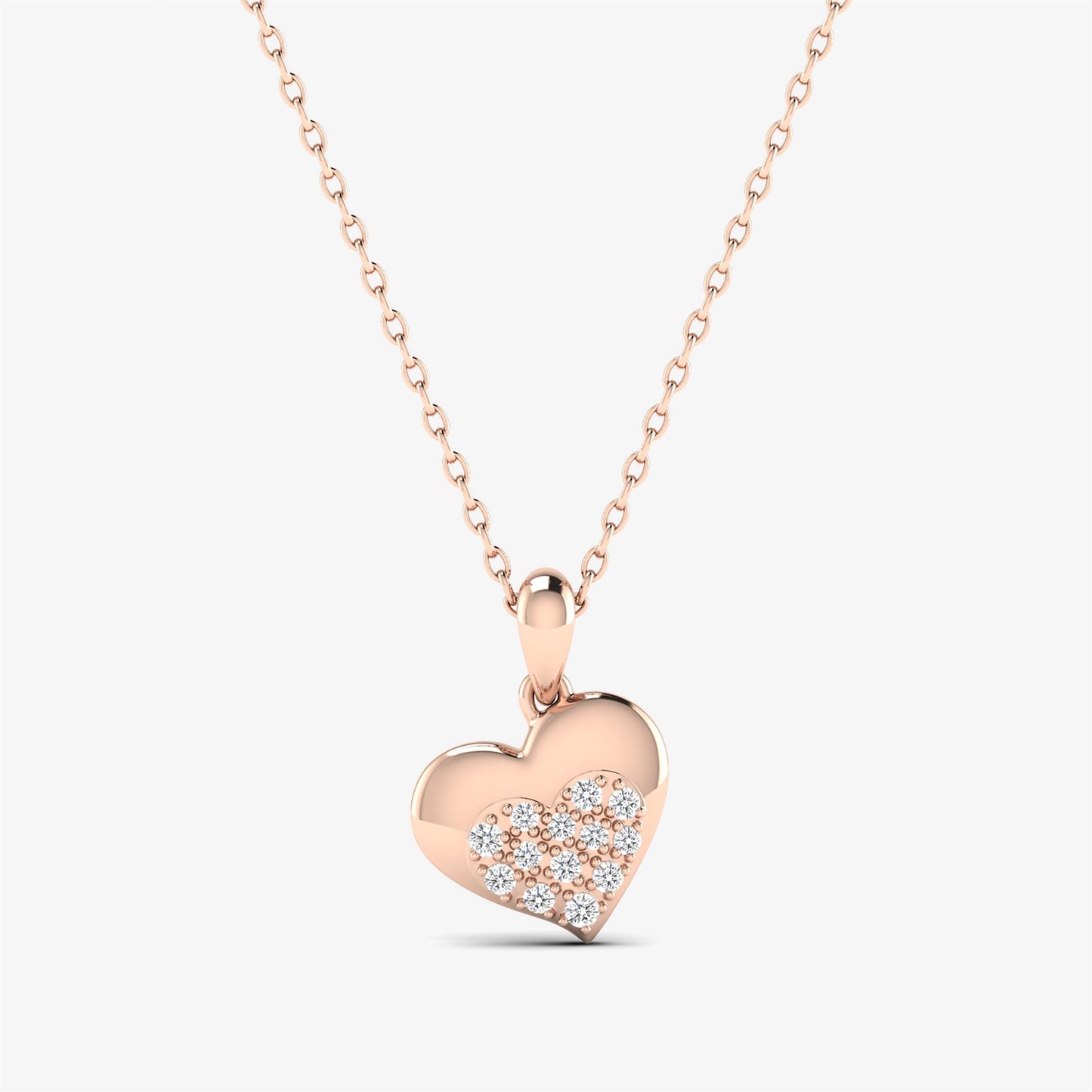 18K Pink Gold Dainty Heart Pendant