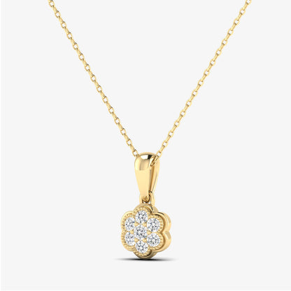 14K Floral Diamond Gold Pendant Necklace