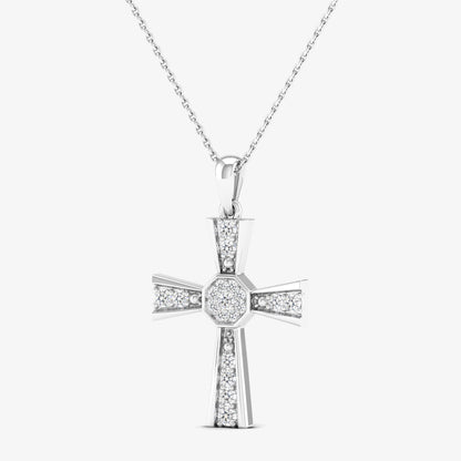 Cross Solitaire Diamond Pendant