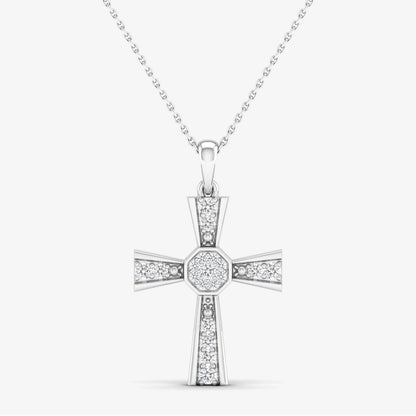 Cross Solitaire Diamond Pendant