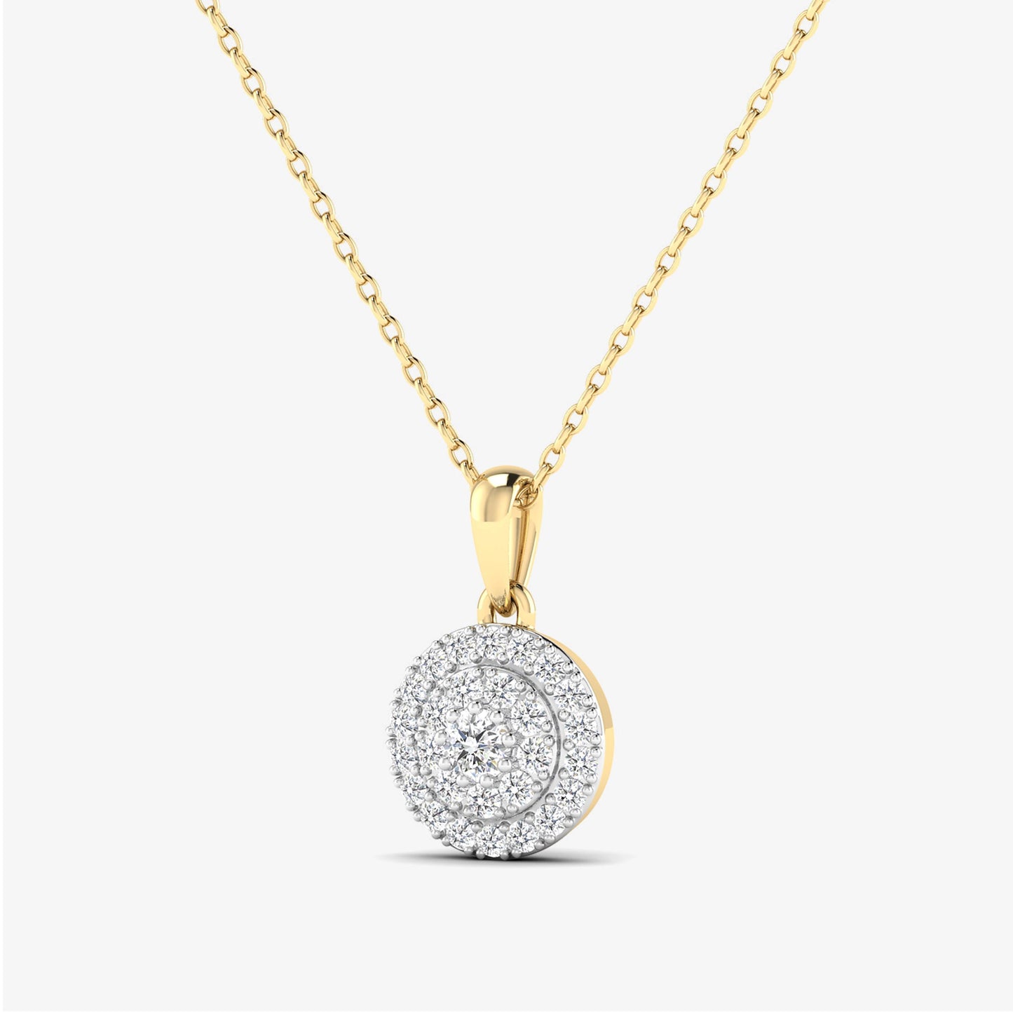 14K Circle Cluster Diamond Pendant