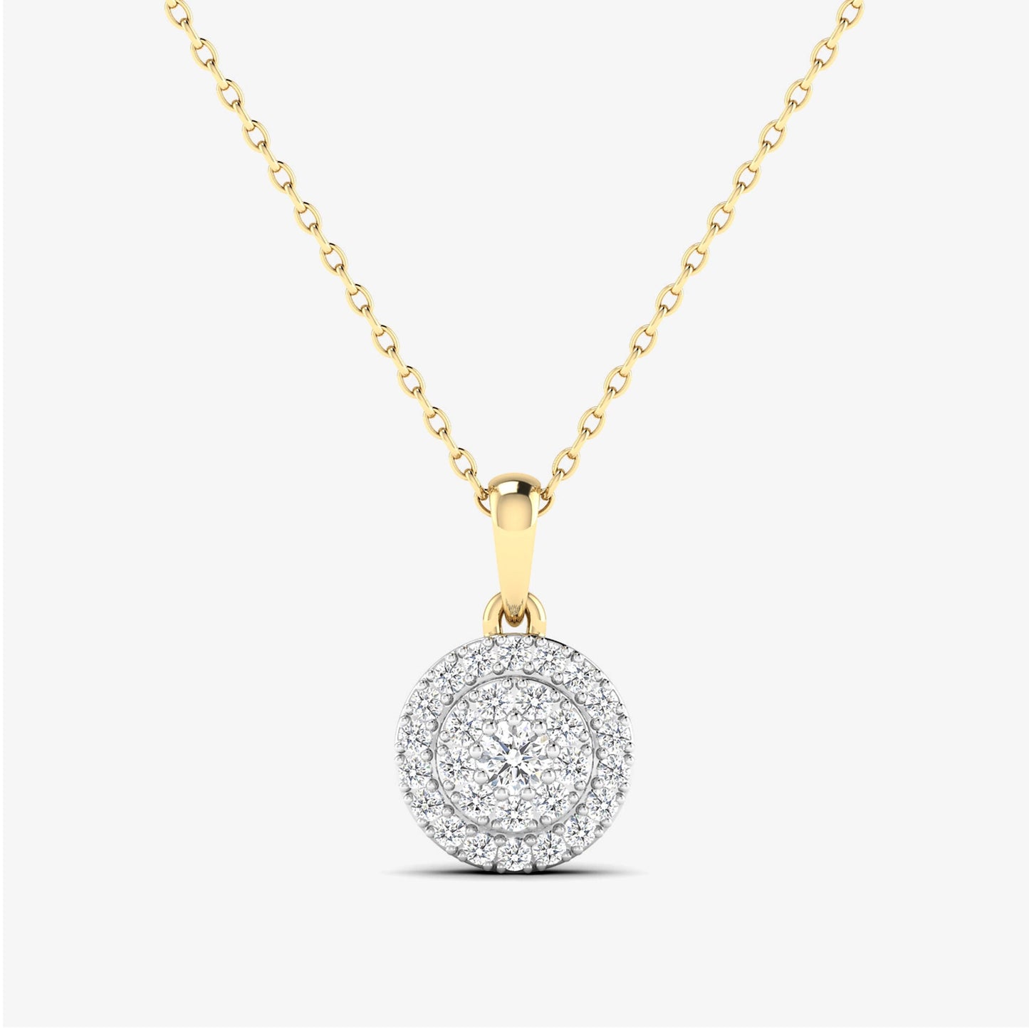 14K Circle Cluster Diamond Pendant