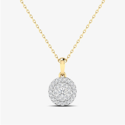 14K Circle Cluster Diamond Pendant