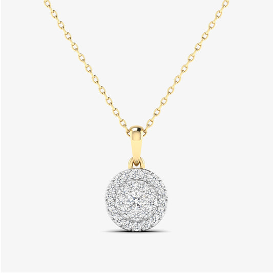 14K Circle Cluster Diamond Pendant