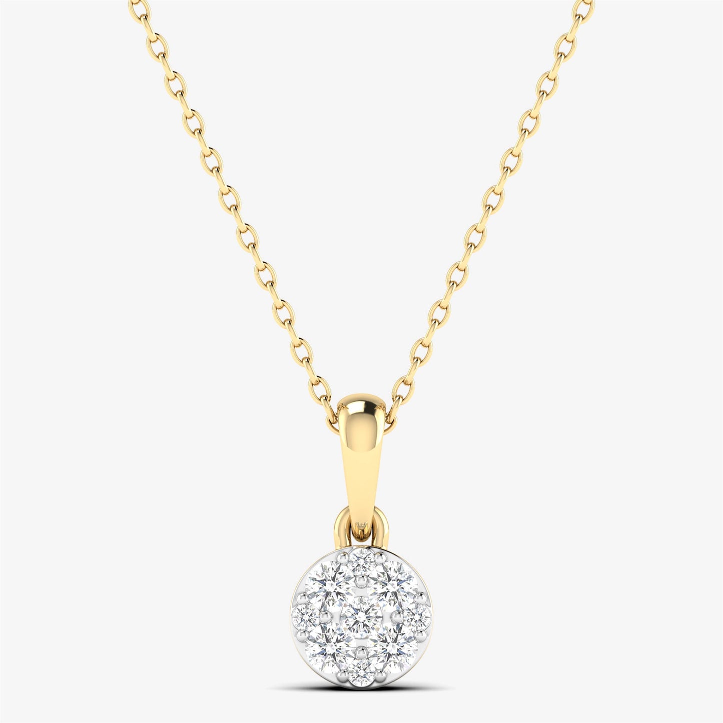 14K Round Dainty Pendant Necklace