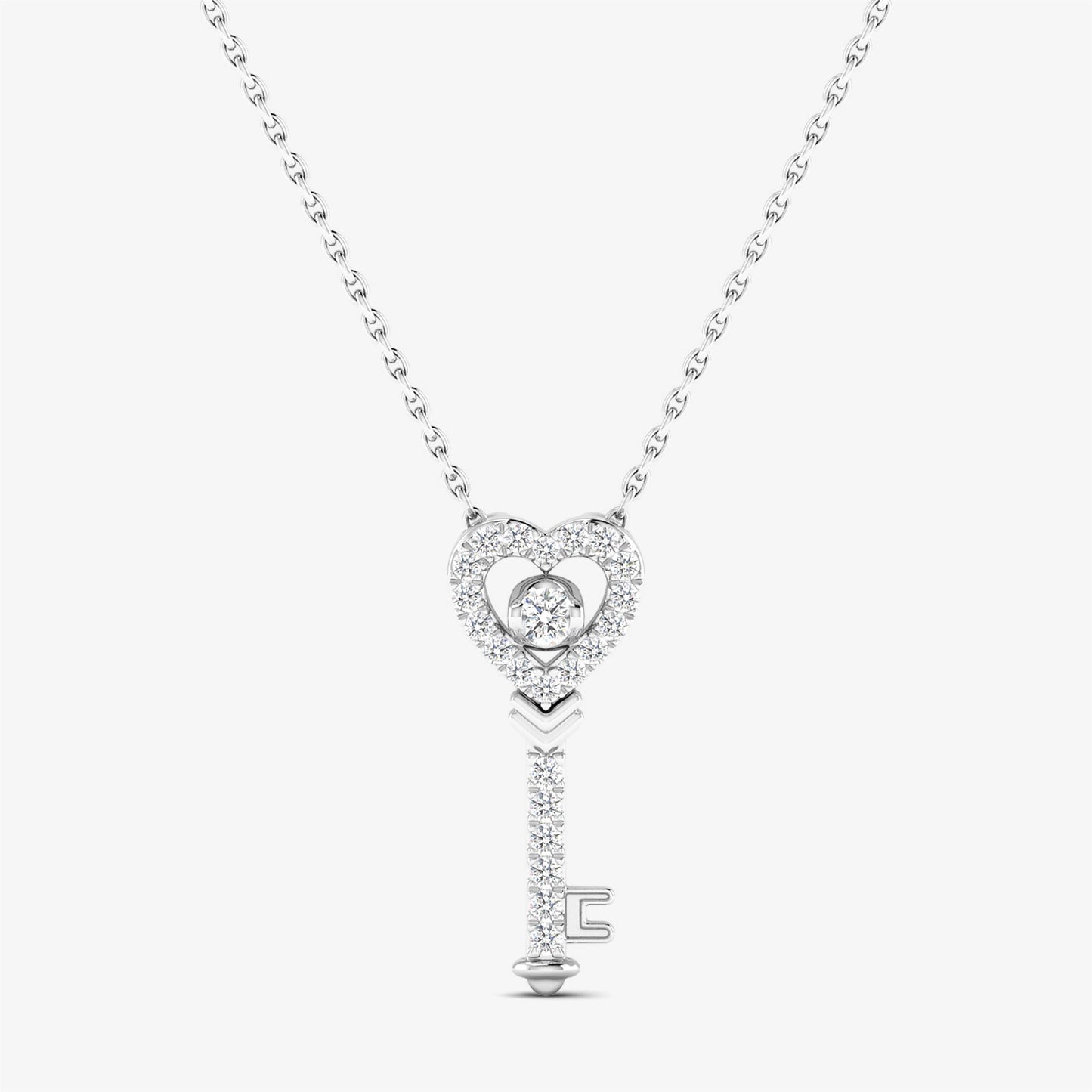 14K Solitaire Diamond Heart Key