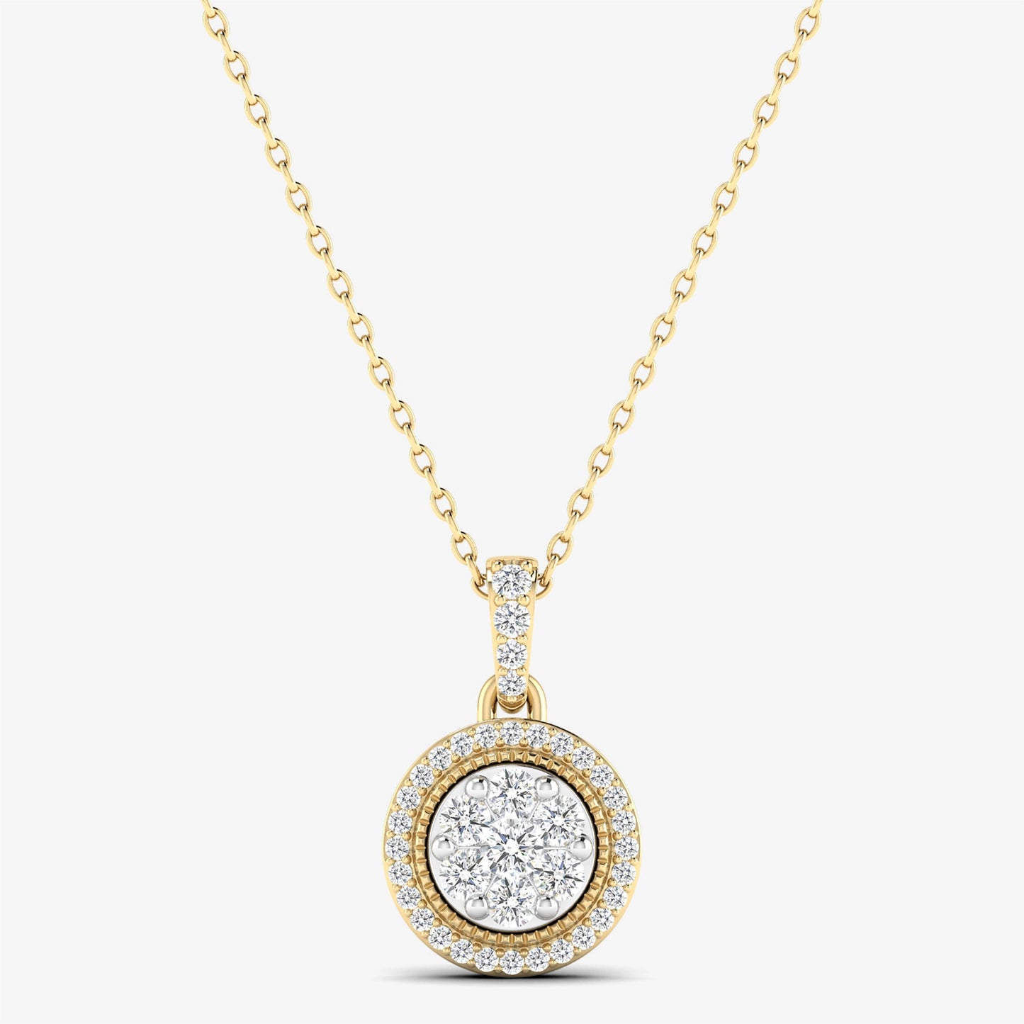 14K Vintage Style Round Pendant