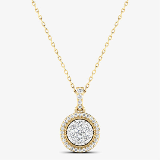 14K Vintage Style Round Pendant