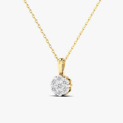 14K Floral Diamond 6 Prongs Pendant