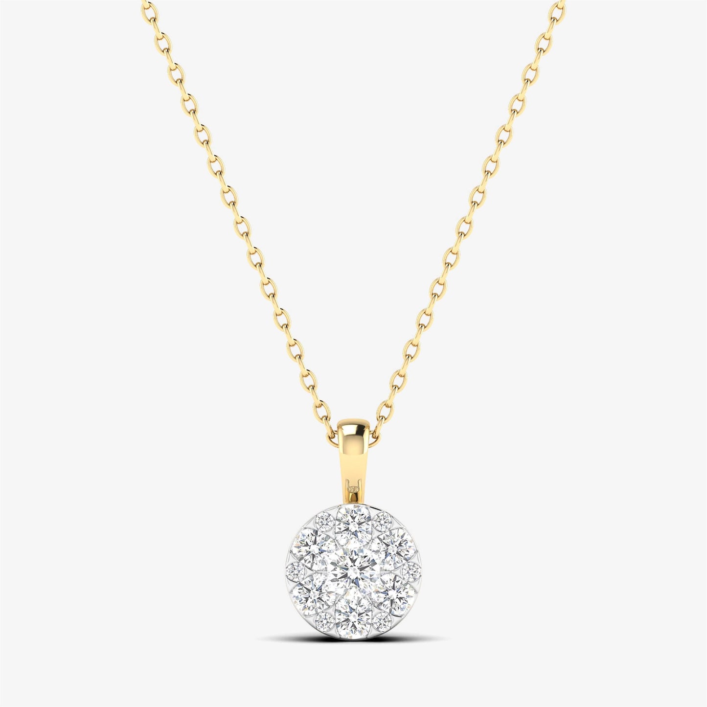 Round Halo Diamond Cluster Pendant