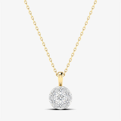 Round Halo Diamond Cluster Pendant