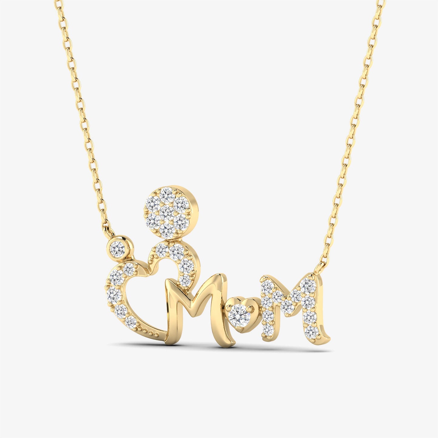 Diamond Mom Heart Necklace