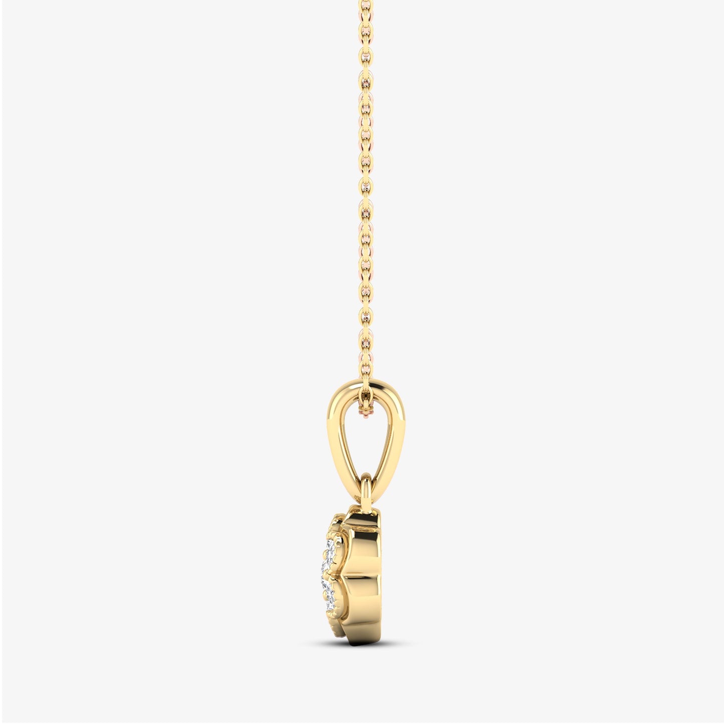 14K Floral Diamond Gold Pendant Necklace