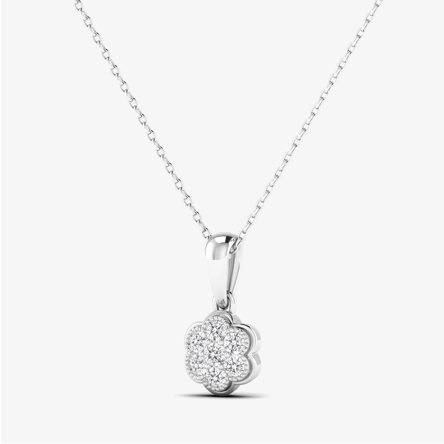 14K Floral Diamond Gold Pendant Necklace