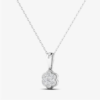 14K Floral Diamond Gold Pendant Necklace