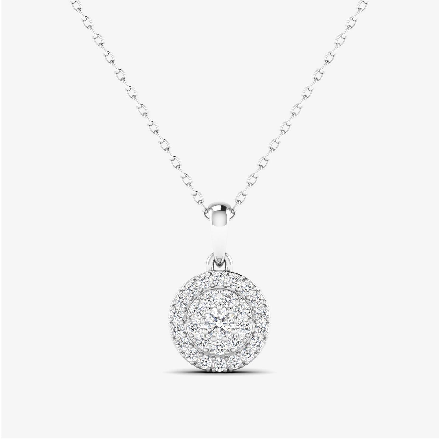 14K Circle Cluster Diamond Pendant