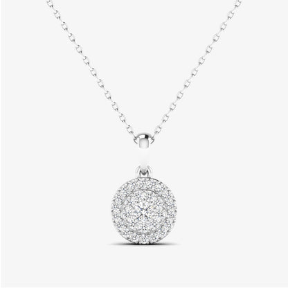 14K Circle Cluster Diamond Pendant