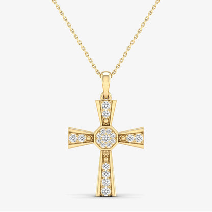 Cross Solitaire Diamond Pendant