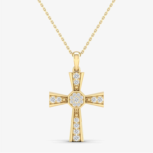 Cross Solitaire Diamond Pendant