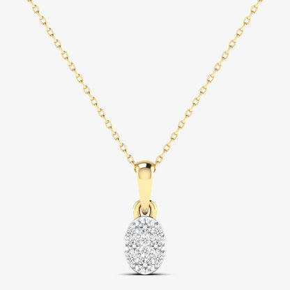 14KT Diamond Oval Dainty Pendant