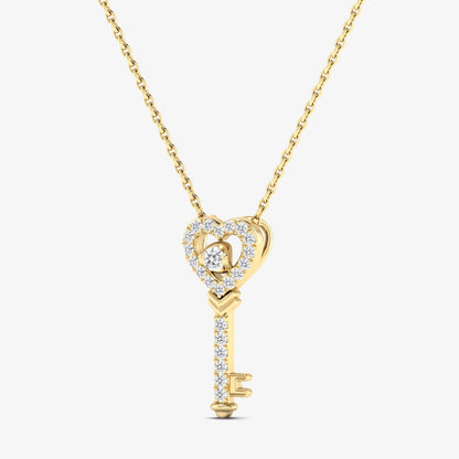 14K Solitaire Diamond Heart Key