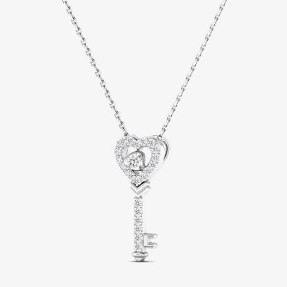 14K Solitaire Diamond Heart Key